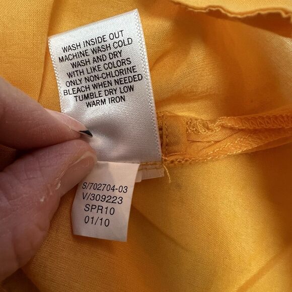 Banana Republic Cami Tank Top Size 2 Tailored, Fitted Zip Yellow Ruffle Detail - Picture 9 of 9